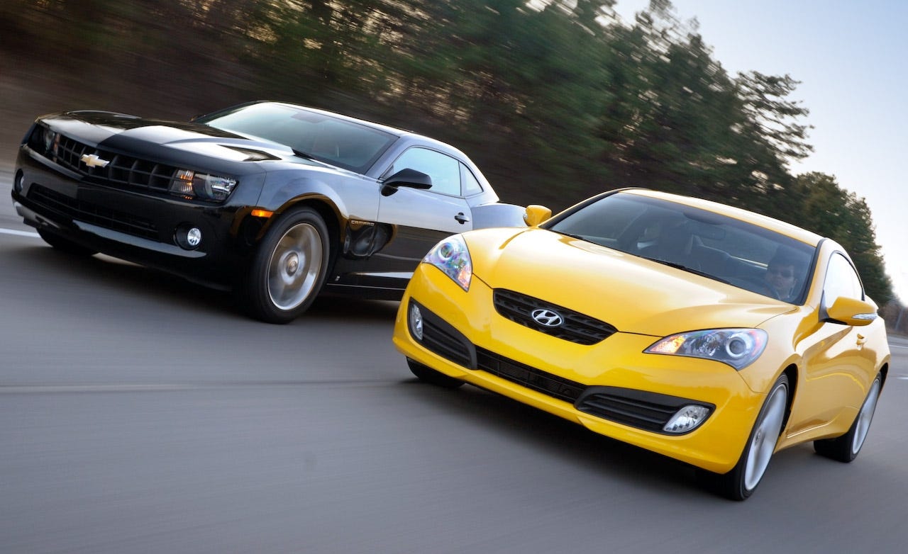 2010 Chevy Camaro V6 vs. Hyundai Genesis Coupe V6
